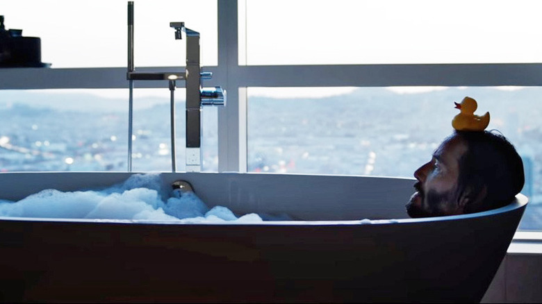 Thomas takes a bath in The Matrix Resurrections