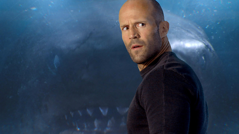 Jason Statham and a really big shark in The Meg