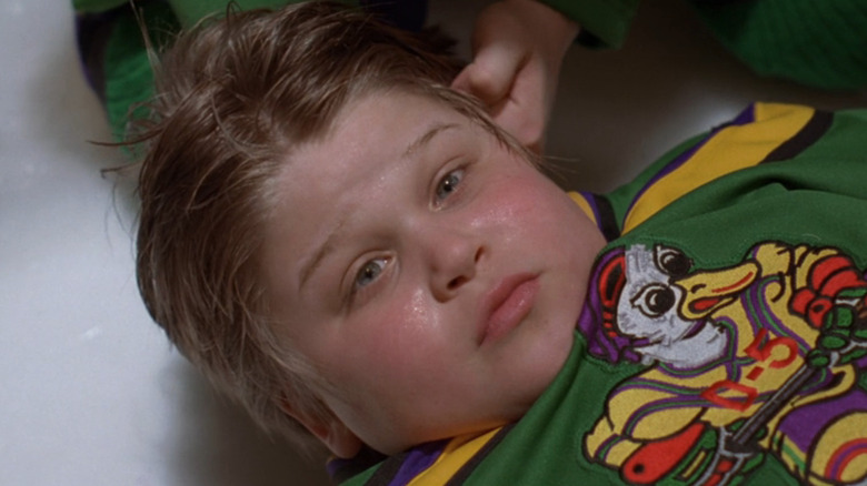 Karp (Aaron Schwartz) looks unwell on the ice in The Mighty Ducks