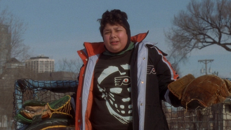 Goldberg (Shaun Weiss) in net in The Mighty Ducks