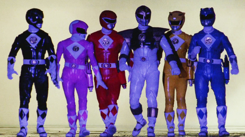 The Power Rangers stand side by side in "Mighty Morphin Power Rangers: The Movie"