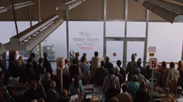 A crowd forms