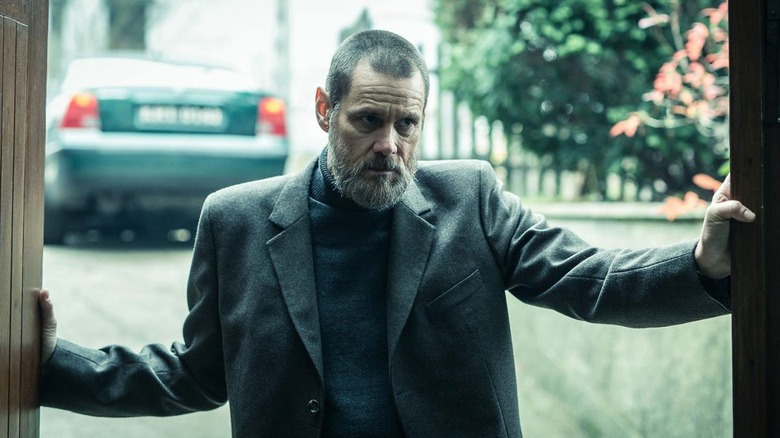 Jim Carrey in doorway Dark Crimes