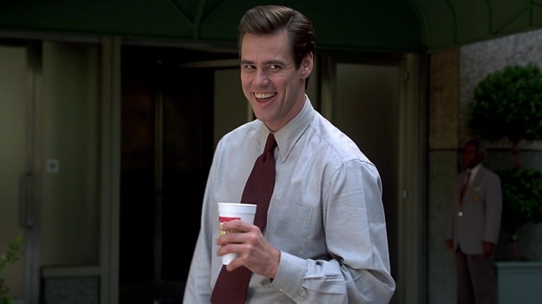 Jim Carrey holding coffee Liar Liar