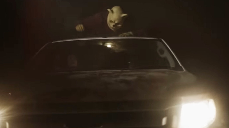Pooh Bear on top of car