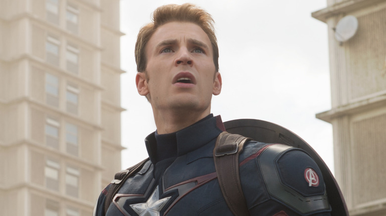 Captain America looking up