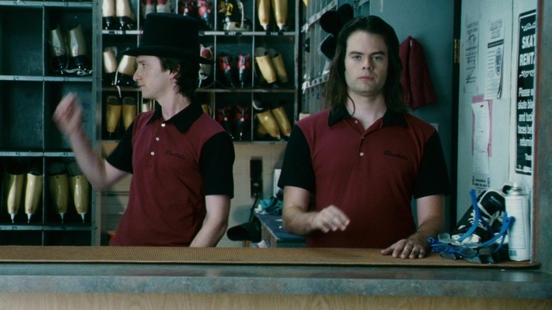Akiva Schaffer as Derrick with a top hot on working with Bill Hader's Dave at the skate shop in Hot Rod
