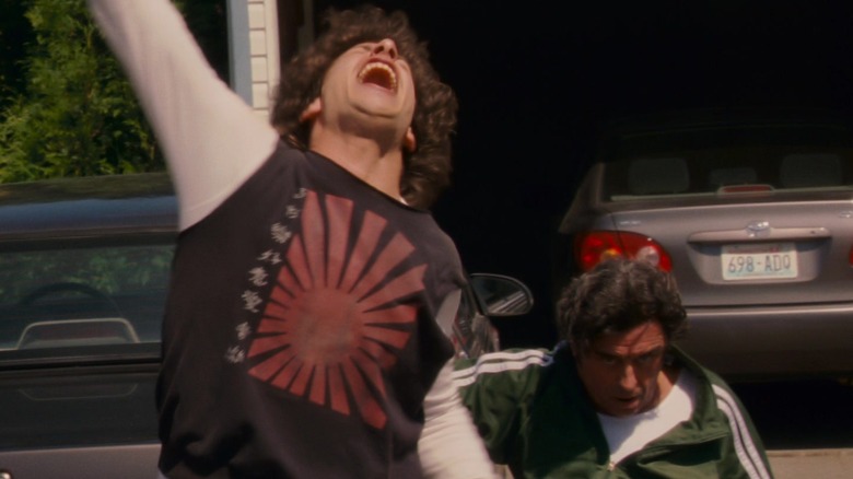 Andy Samberg's Rod celebrating after getting Ian McShane's Frank to poop his pants in Hot Rod