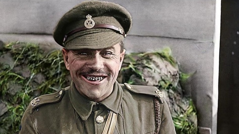 A smiling soldier in They Shall Not Grow Old