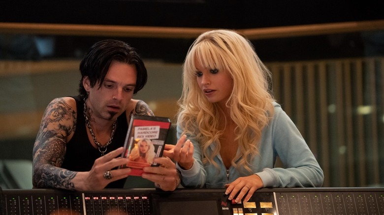 Pam and Tommy examine tape