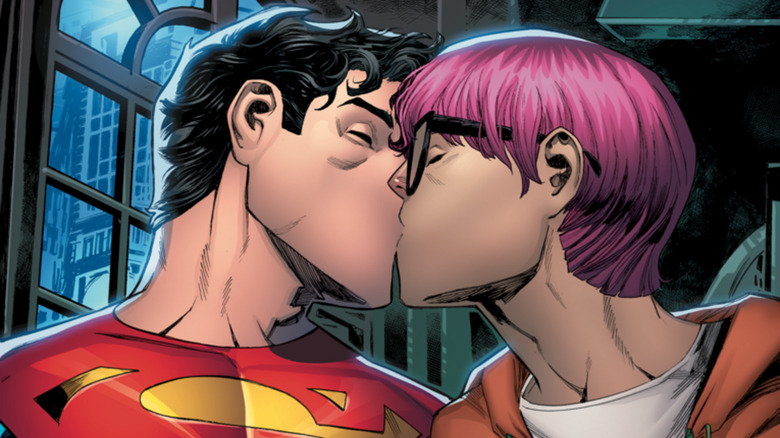 Jonathan Kent and Jay Nakamura kissing