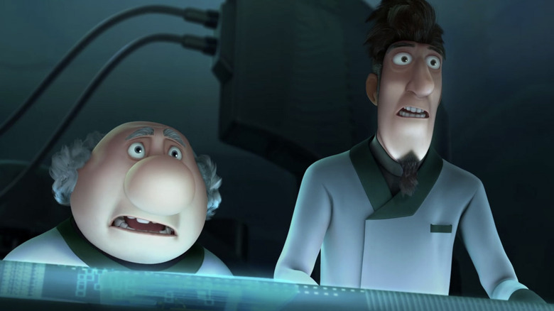 Astro Boy 2009 Dr. Elefun and Dr. Tenma look shocked