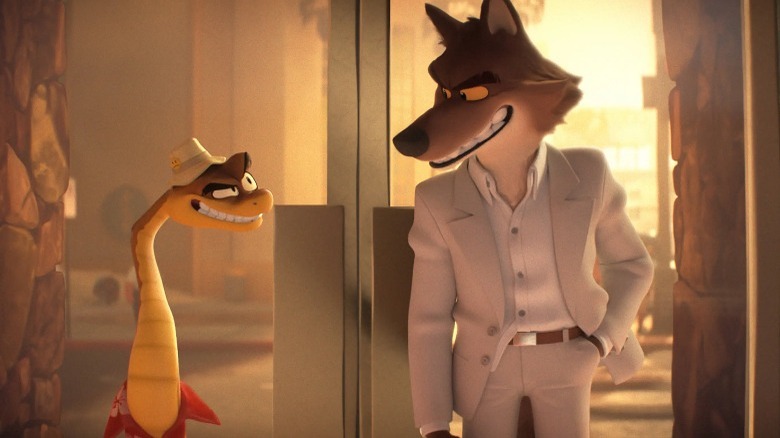 Snake and fox smirking