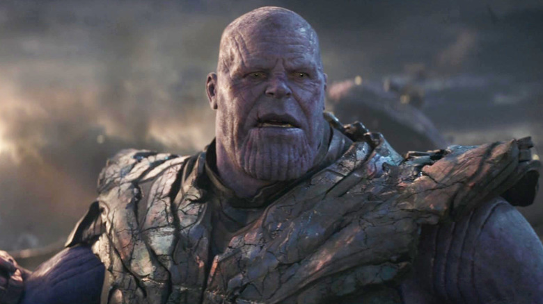 Josh Brolin as Thanos looking astonished in Avengers: Endgame