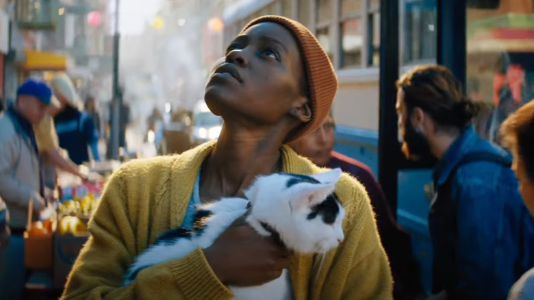 Lupita Nyong'o's Samira and Frodo the cat in A Quiet Place: Day One