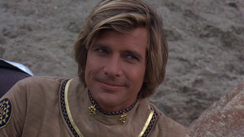 Lieutenant Starbuck (Dirk Benedict) smiling in Battlestar Galactica