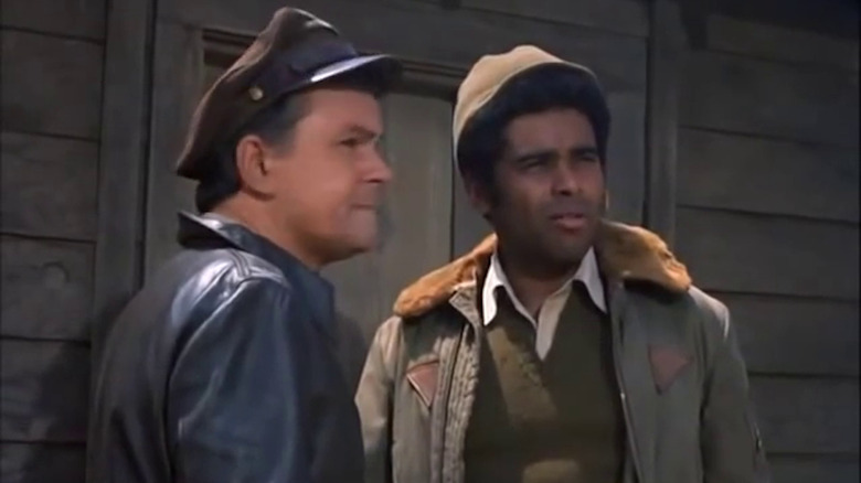 Kenneth Washington and Bob Crane chill out on Hogan's Heroes