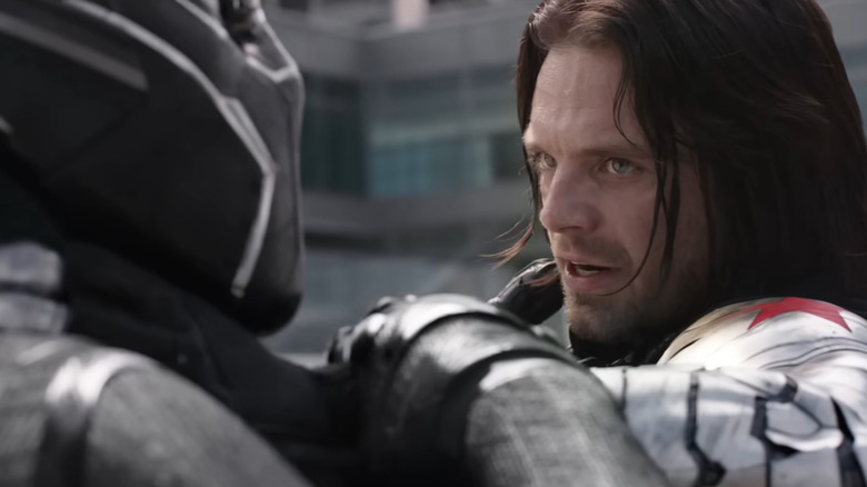 Bucky Barnes fighting the Black Panther in Captain America: Civil War