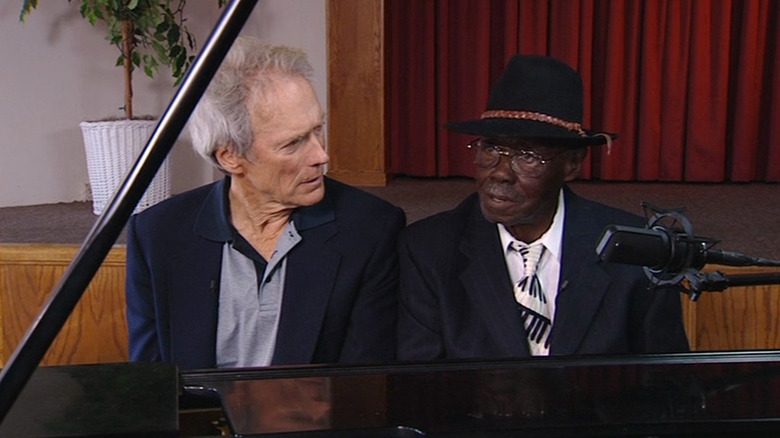 Clint Eastwood and Pinetop Perkins at a piano in Piano Blues