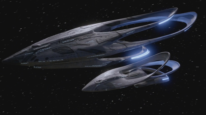 The Olympia and the Orville flying side-by-side in The Orville