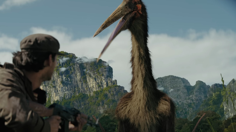 A pterosaur getting ready to attack a soldier in Primitive War