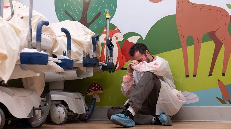 Robby sobbing in the pediatric wing on The Pitt