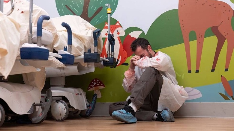 Robby sobbing in the pediatric wing on The Pitt