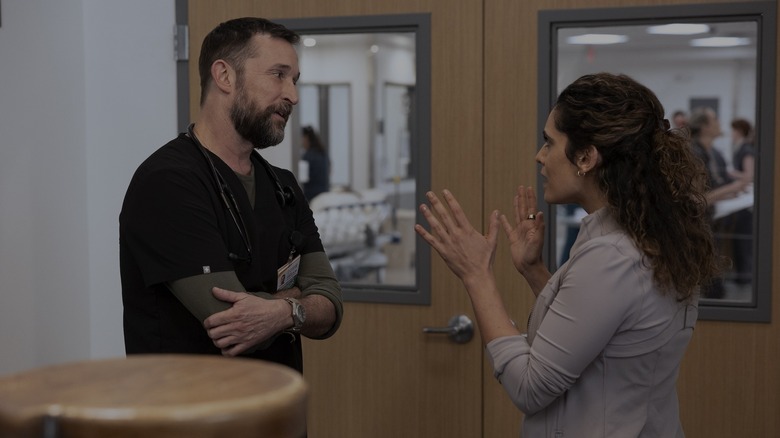 Robby and Al-Hashimi having a heated discussion on The Pitt