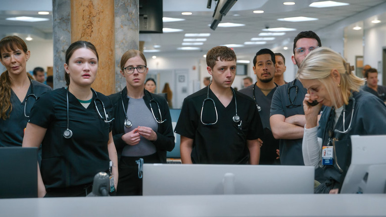 A group of doctors standing next to each other on "The Pitt"