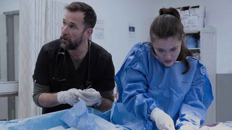 Dr. Robby and Dr. Santos operating on a patient in The Pitt Season 2