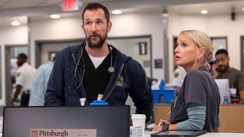 Robby and Dana at the nurse station on The Pitt