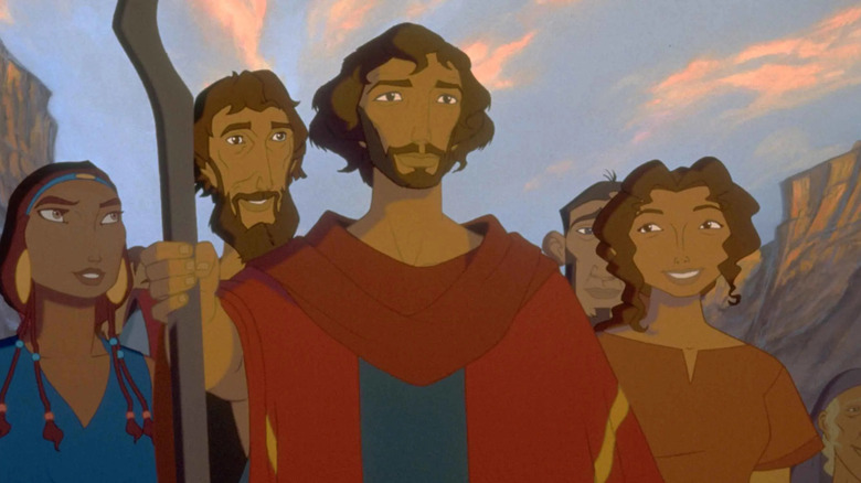 Moses smiles as he leads a crowd in The Prince of Egypt