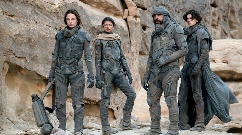 The Fremen with Lady Jessica and Paul in Dune 2021