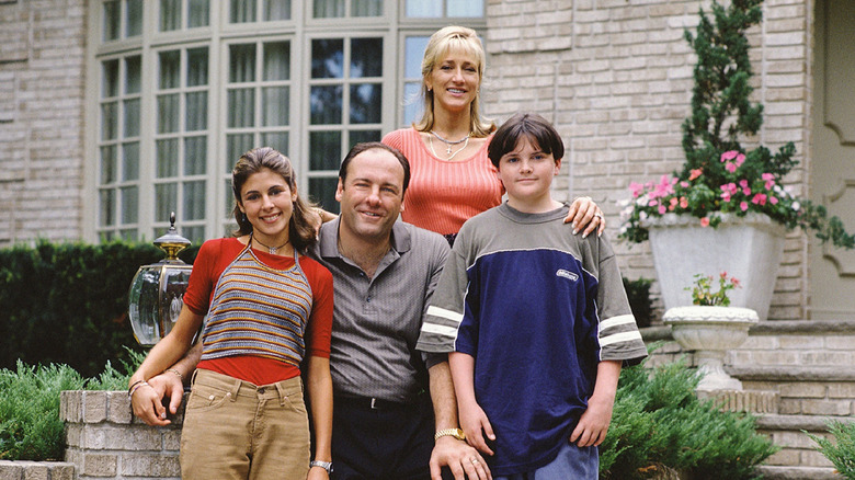 James Gandolfini and Tony's family in The Sopranos