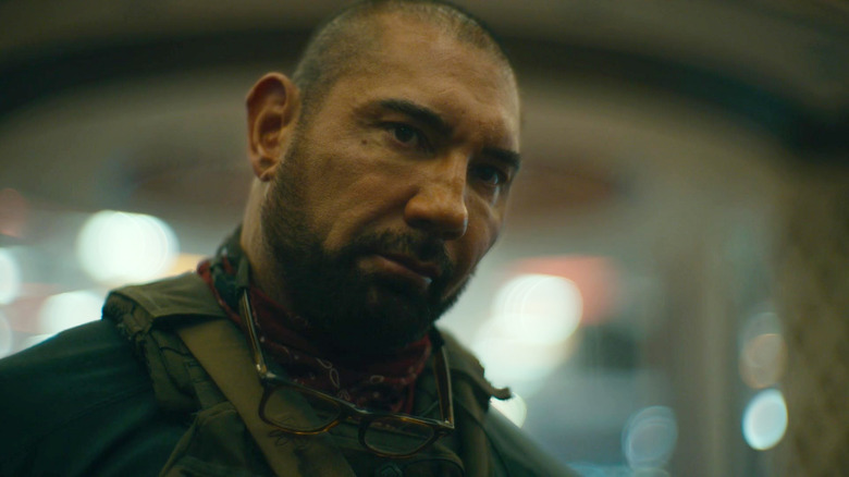 Dave Bautista as Scott Ward talking to his daughter in Army of the Dead