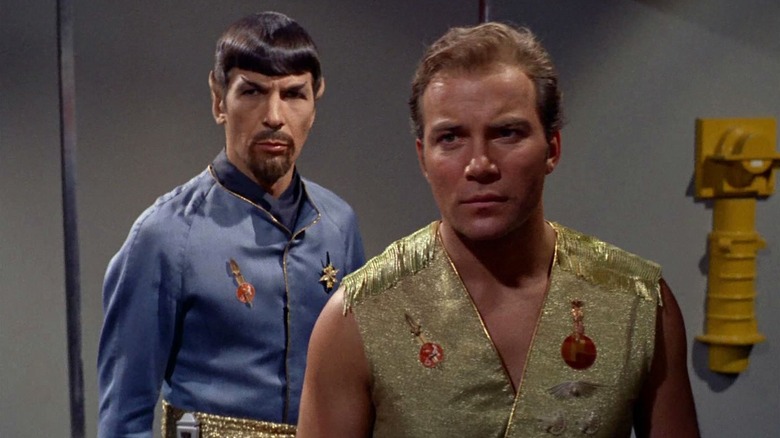 The Mirror Universe Spock and Kirk in a hallway on Star Trek