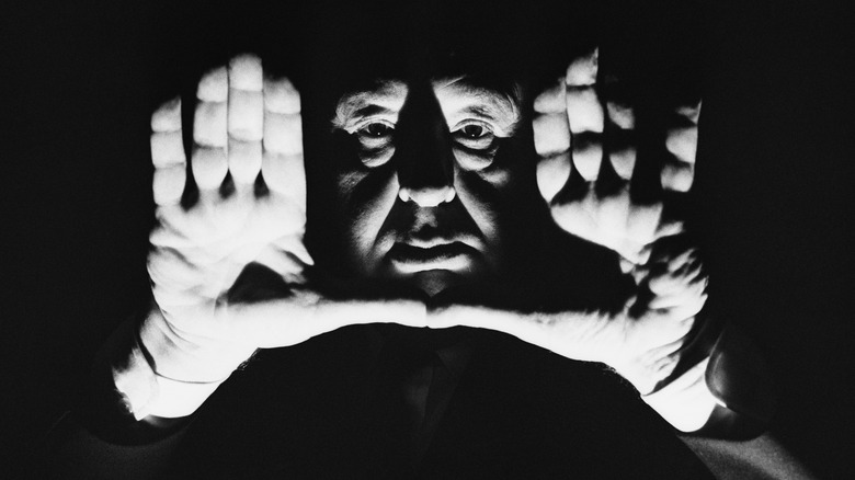 Alfred Hitchcock Frames the Camera with His Hands