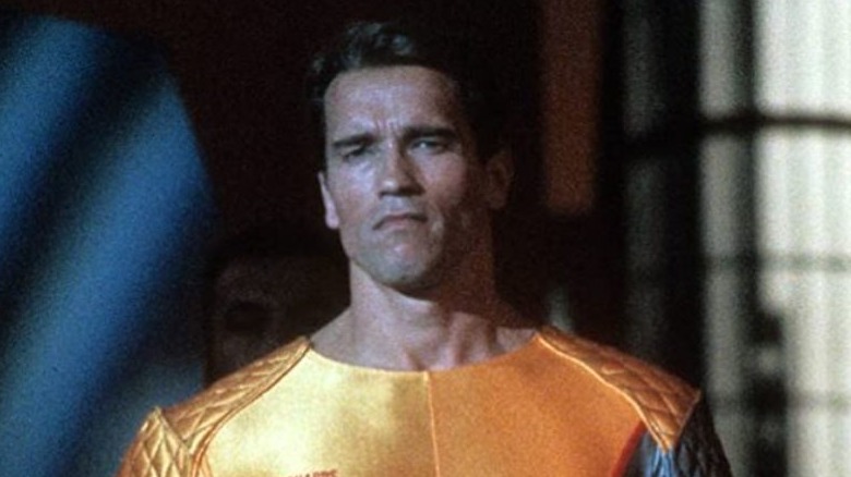 Arnold Schwarzenegger as Ben Richards in The Running Man.