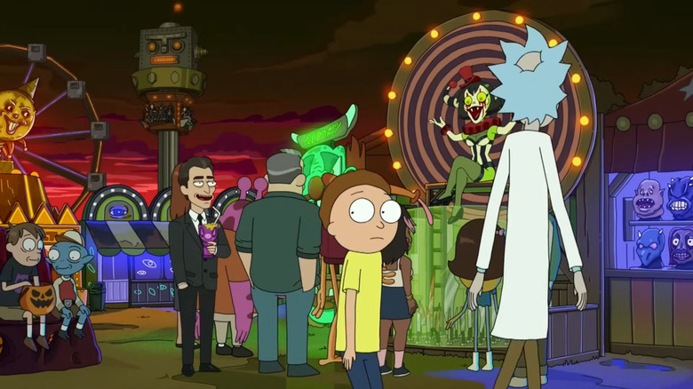 Rick and Morty, a mysterious stranger, Morty, Rick 