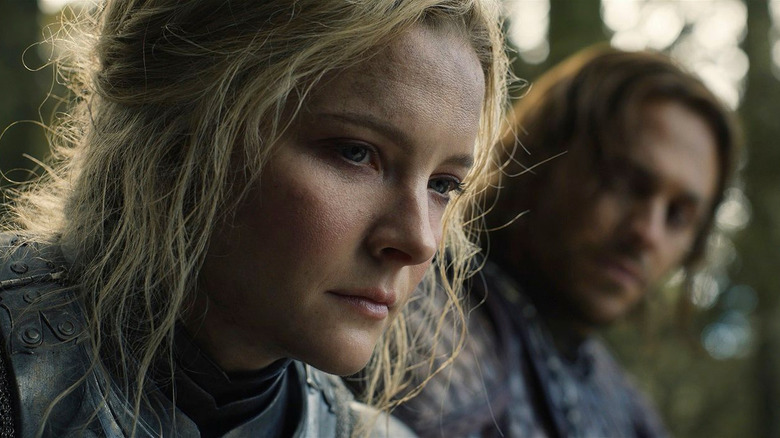 Morfydd Clark and Charlie Vickers in The Lord of the Rings: The Rings of Power