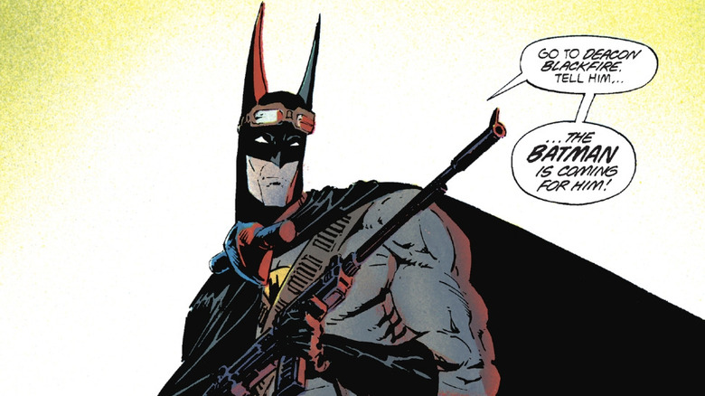 Batman: The Cult, Batman holding a gun and threatening Deacon Blackfire