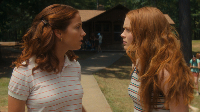 Emily Rudd as Cindy Berman and Sadie Sink as Zadie stare down in Fear Street