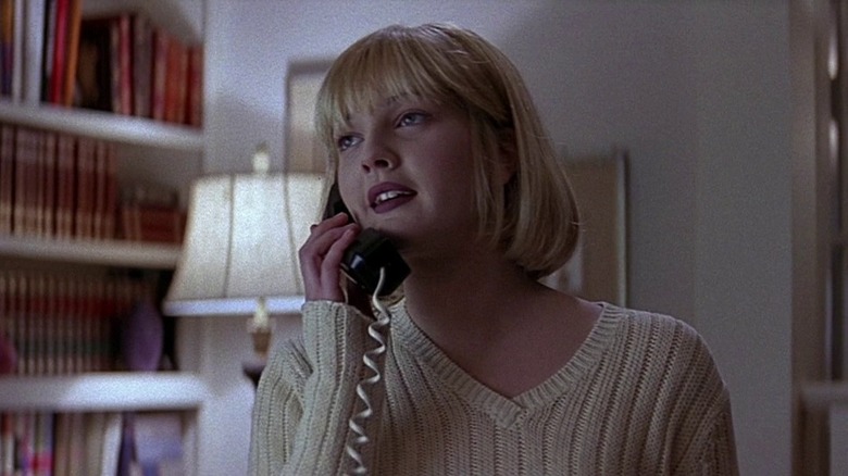 Drew Barrymore on phone