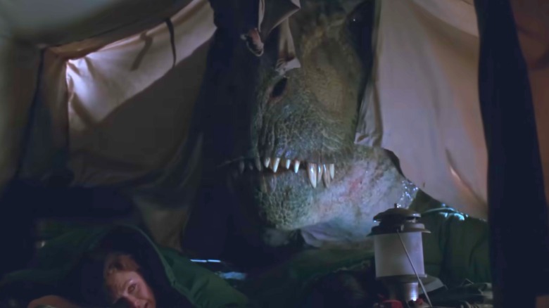 T-Rex entering a tent