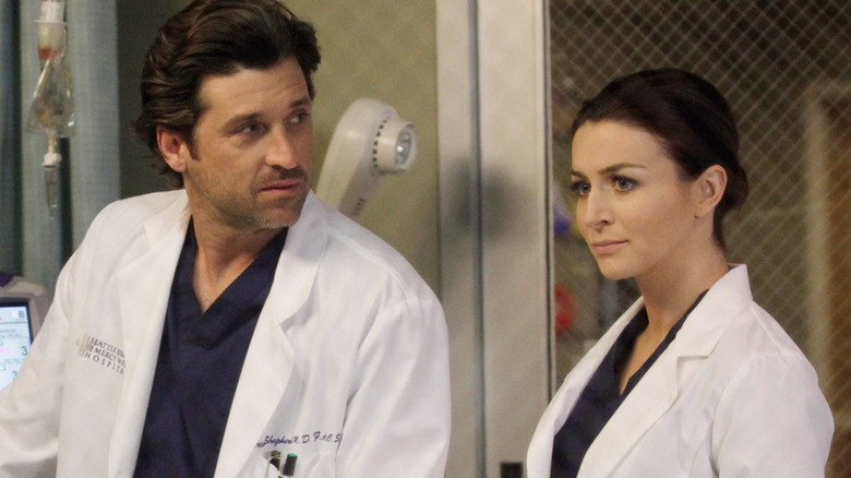 Derek looking incredulously at Amelia on Grey's Anatomy