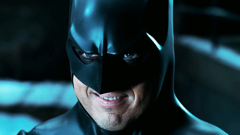 Michael Keaton's Batman smiles in closeup in Batman Returns
