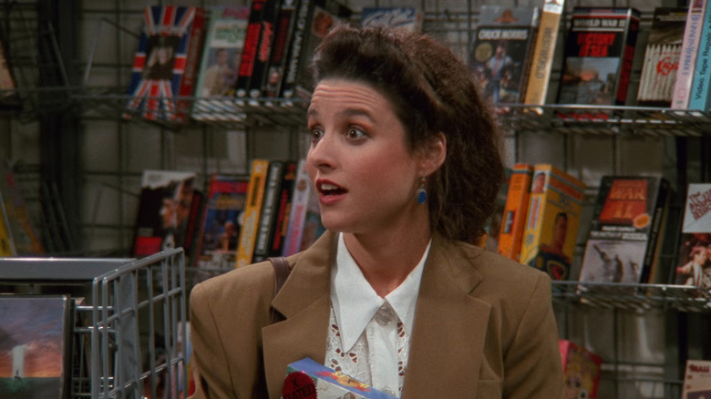 Elaine looking surprised in Seinfeld