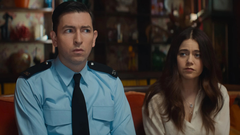 Tim and Rebecca try to solve the mystery in The Sheep Detectives