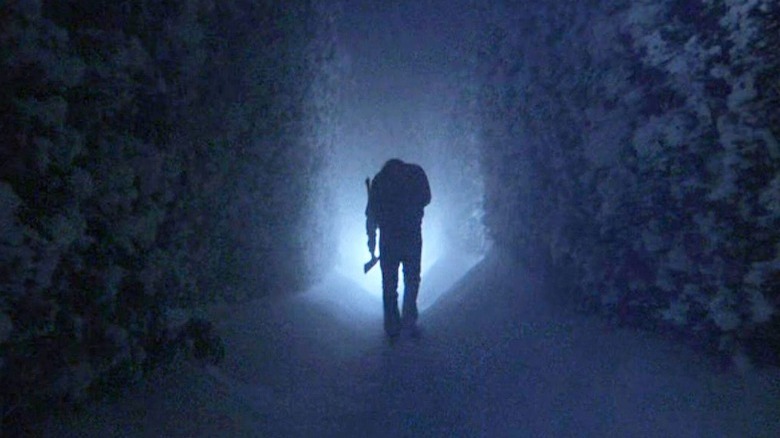 Silhouette of Jack Torrance in The Shining hedge maze