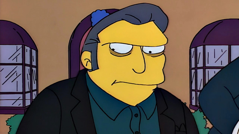 Fat Tony in the Simpsons' front yard on The Simpsons